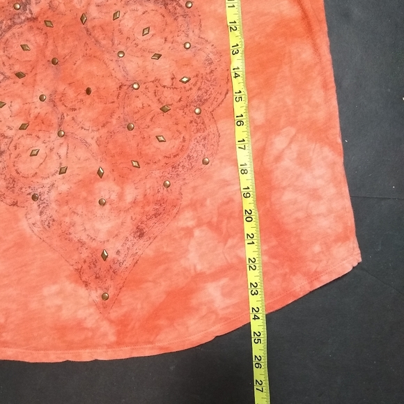LUCKY BRAND orange graphic tee with grommets, L - Picture 12 of 14